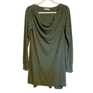 Pure + Good Anthropologie Size Medium Green Marled Cowl Neck Tunic Top Blouse